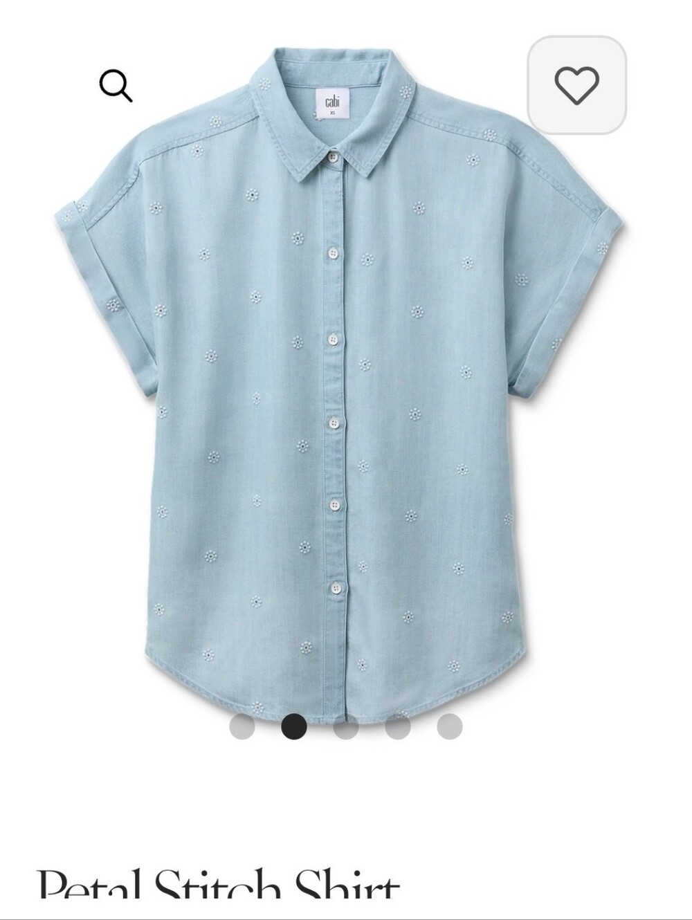 CAbi Spring '26: "Petal Stitch" Button-Front Short- Sleeved Shirt! Sz. MD - NWT! - Picture 4 of 10